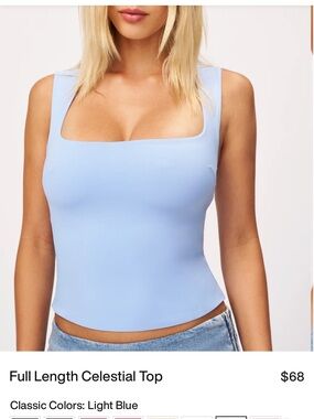Danielle Guizio Celestial Square-Neck Tank in Light Blue